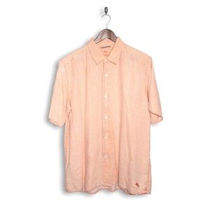 Tommy Bahama 100% Linen Short Sleeve Relax Fit Shirt Orange Large
